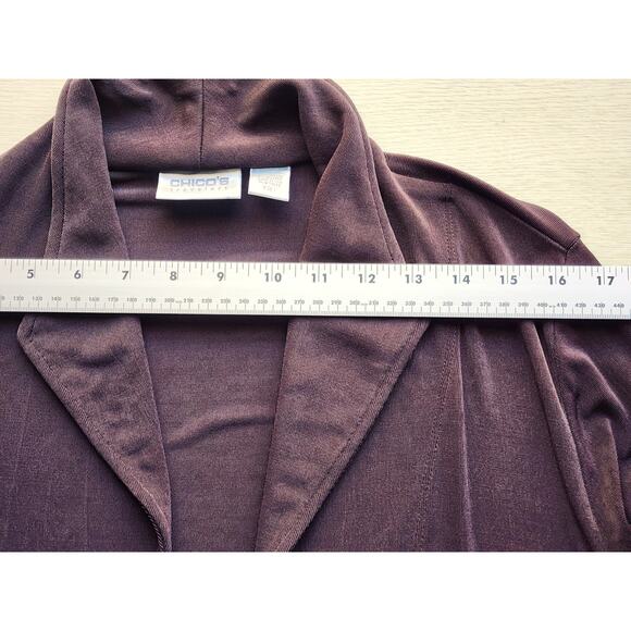 SWEATER/COVER UP-CHICO'S TRAVELERS-Brown-Knit-No Buttons-Hip Length-Chico's 1/SM - Picture 6 of 12